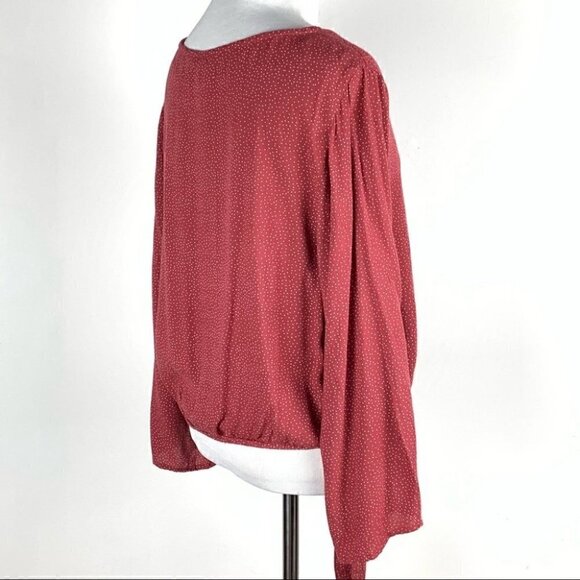 American Eagle outfitters Womens top sz L mauve pit dot bell sleeve boho peasant - Picture 3 of 10